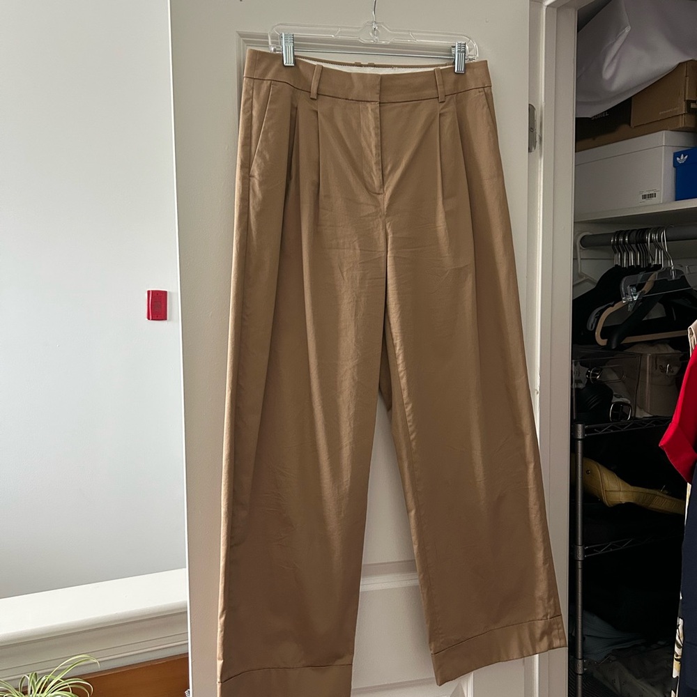 J. Crew Essential Wide-Leg Pants in Dark Tan, US8